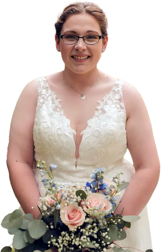 Bride in a wedding dress with a bouquet